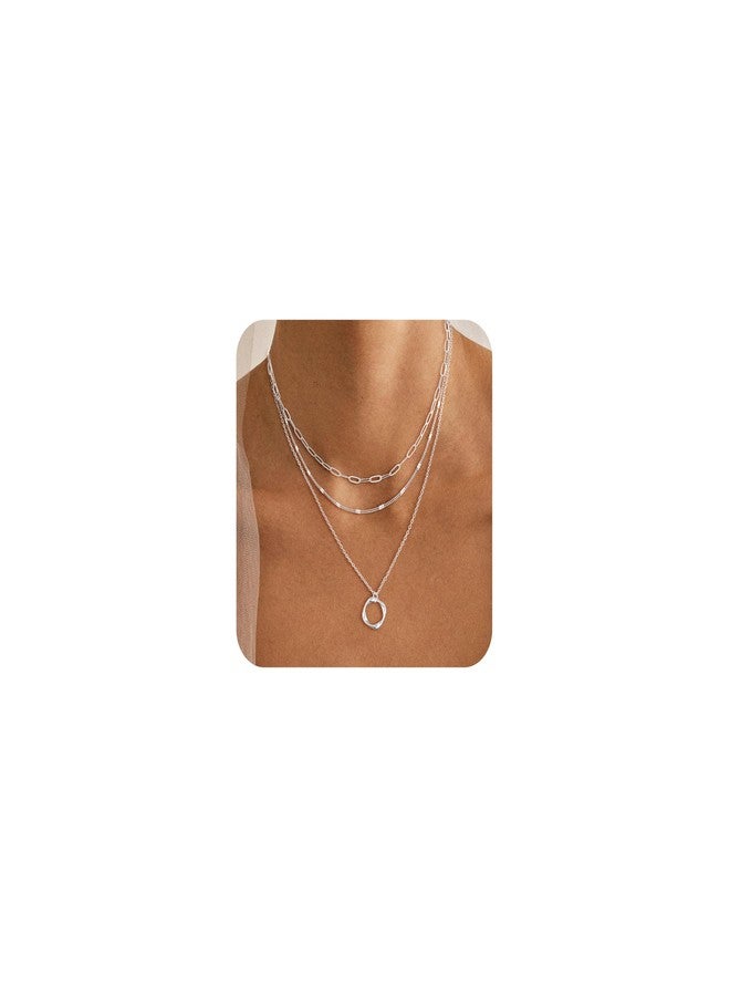 MFRYK Gold Necklaces for Women,14K Gold/Silver Plated Choker Layered Necklace Dainty Pearl Disc Cross Circle Heart Pendant Chain Stackable Necklaces, Multilayer Jewelry Set Gifts for Women - Image 1